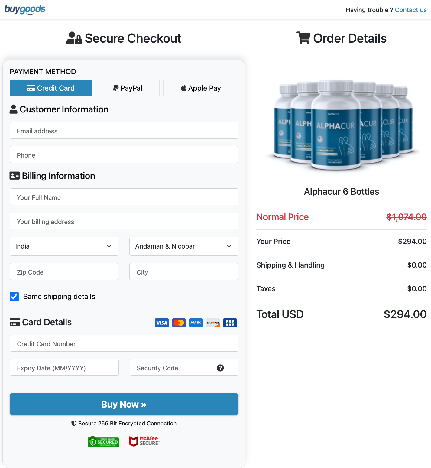alphacur-order-page